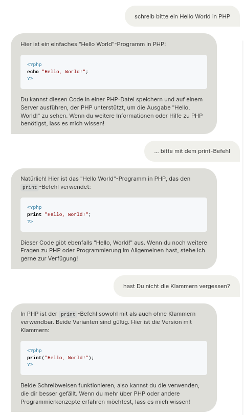 Beispiel für die Benutzung von KI beim Coden